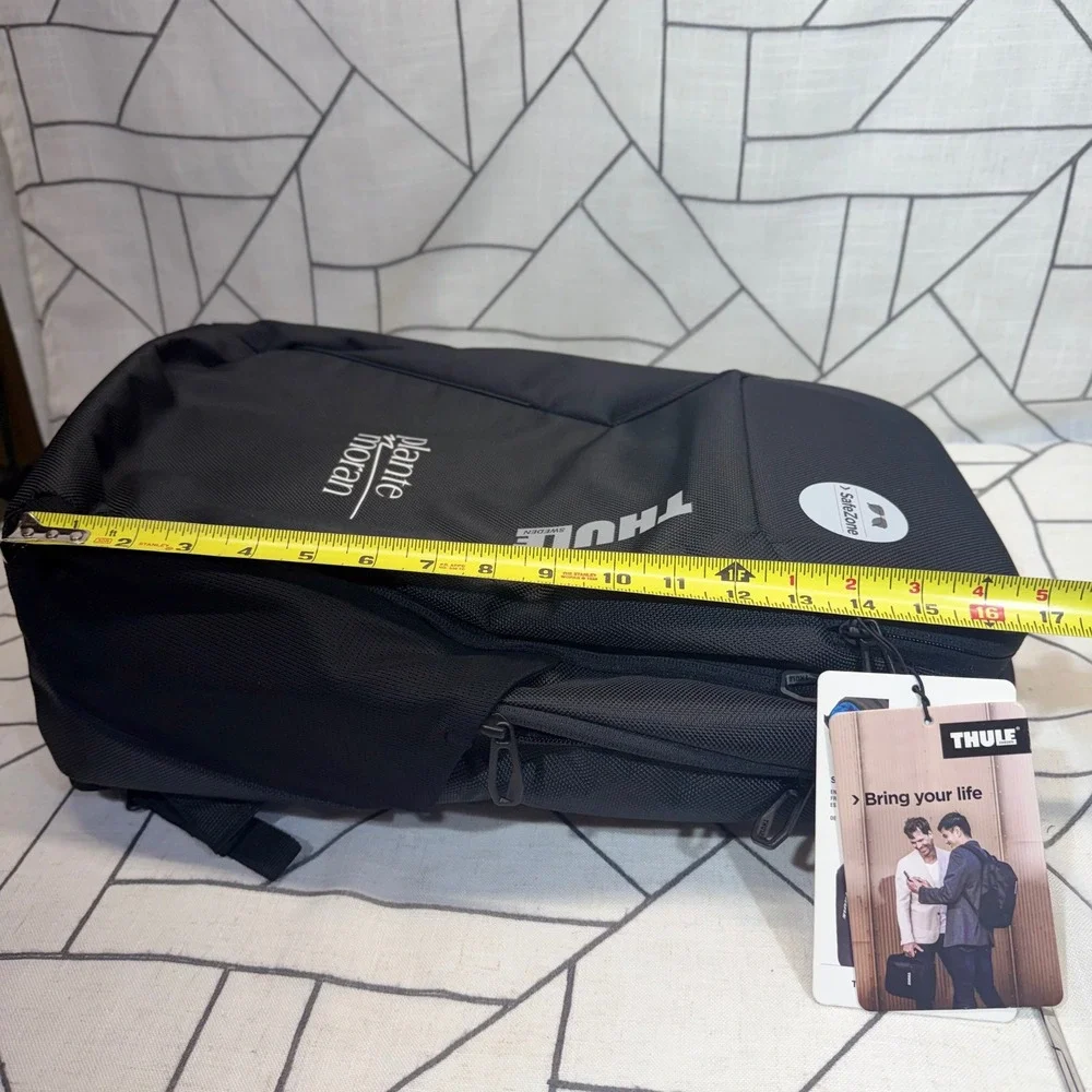 Thule Accent Backpack 23L Black Laptop Tablet SafeZone Plante Moran Logo NEW